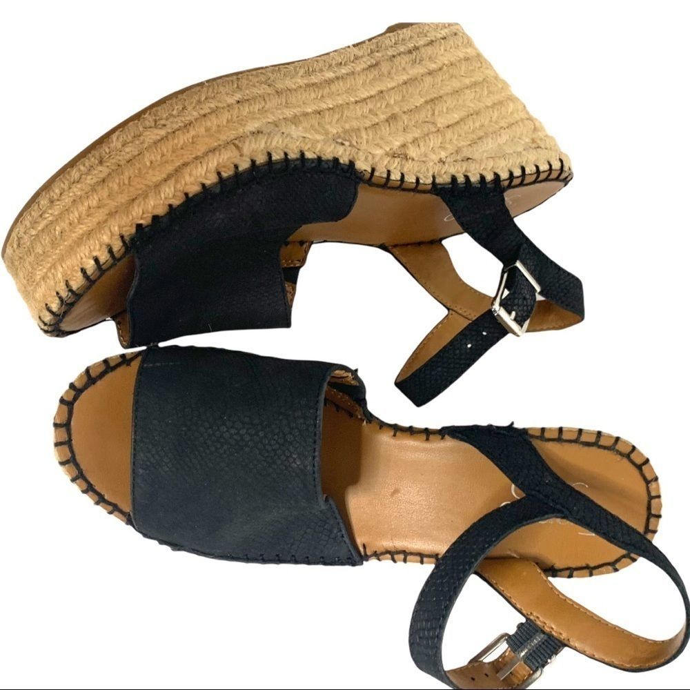 Franco Sarto black suede platform wedge sandals